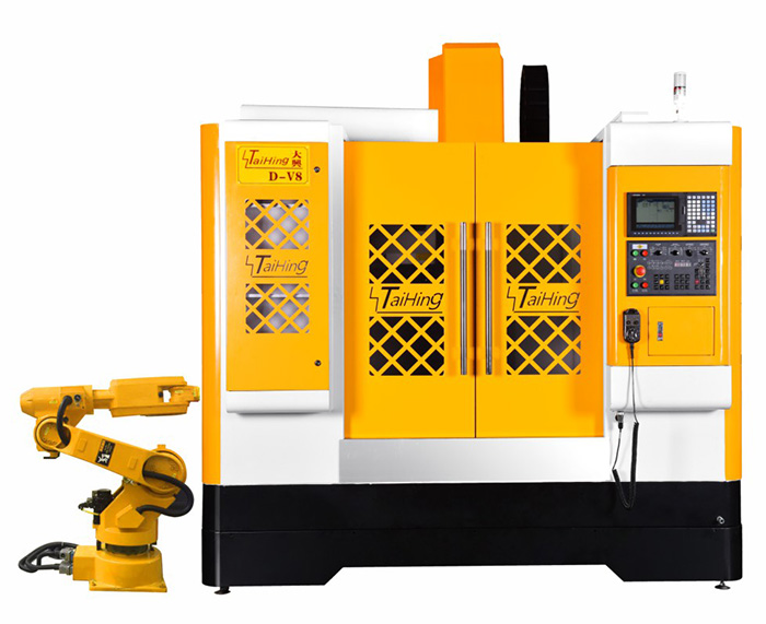 线轨机D-V8（三菱系统）—CNC850三轴线轨机(高速高精密零件立式加工中心机） （带油雾得理器） 主轴转速达18000转 ，带机械手